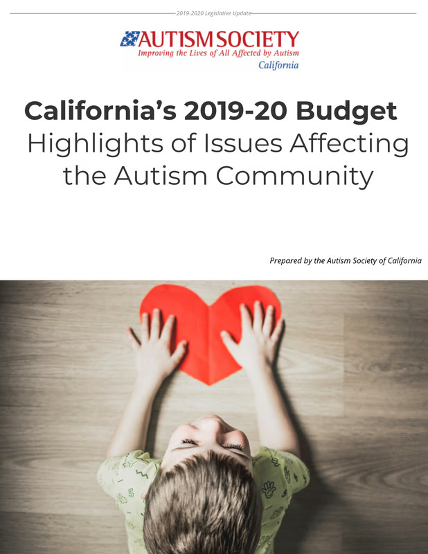 Cover of California's 2019-20 Budget: Highlights of Issues Affecting the Autism Community.